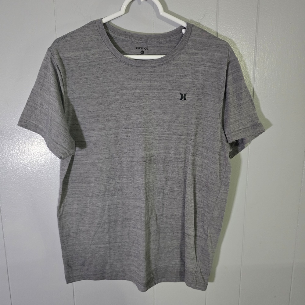 Hurley Men's Medium M Heathered Gray Short‎ Sleeve T-Shirt Logo Cotton Blend